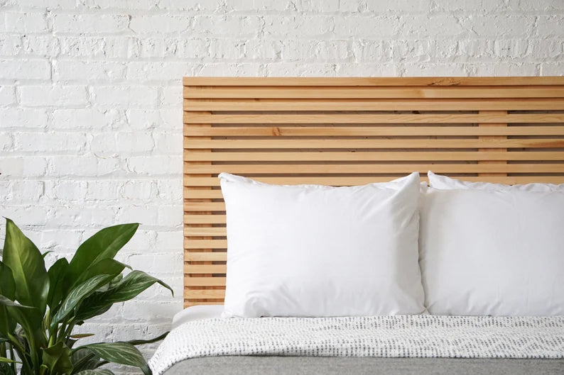 The Carolina Headboard- Natural Solid Wood Slatted Headboard - Rustic Modern Mid Century - Farmhouse Bed Board - Organic - Handmade in USA