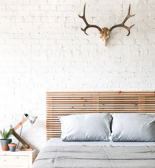 The Carolina Headboard- Natural Solid Wood Slatted Headboard - Rustic Modern Mid Century - Farmhouse Bed Board - Organic - Handmade in USA